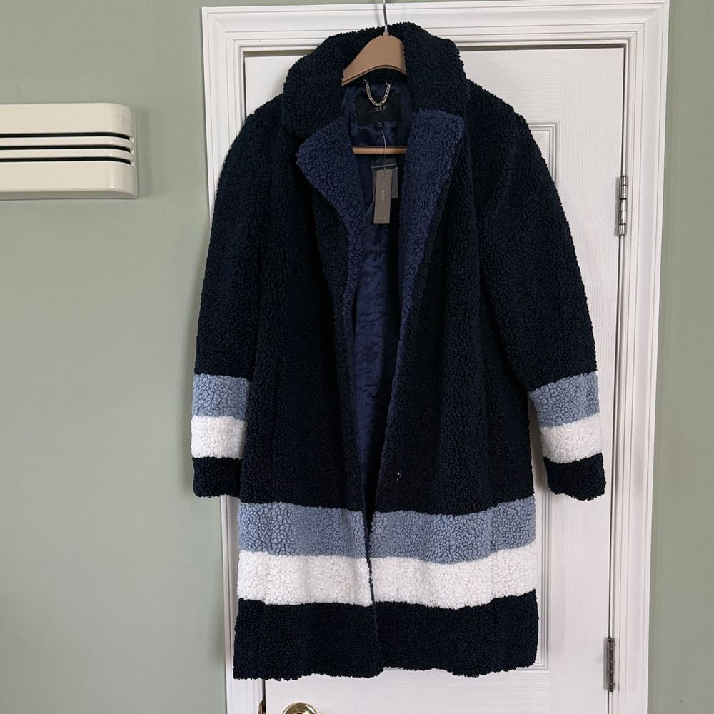 J. Crew Navy and Gray Teddy Jacket